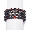 4Pcs 4 Style Natural Coconut & Wood & Mixed Gemstone Beaded Stretch Bracelets Set BJEW-JB08835-1