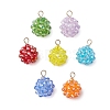 7Pcs 7 Colors Chakra Faceted Glass Pendants PALLOY-JF03653-1