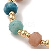 Faceted Rondelle Natural Fuchsite & Sunstone & Lapis Lazuli & Strawberry & Amazonite & Apatite & Rose Quartz Bead Stretch Bracelets BJEW-P318-02G-02-3