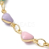 Brass Enamel Heart Link Chain Anklet AJEW-AN00552-2