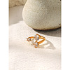 304 Stainless Steel Cubic Zirconia Cuff Open Rings WG514F5-01-1