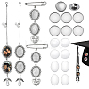 304 Stainless Steel & Alloy Oval Tray Brooch Base Settings HJEW-PH02211-1