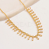 Golden Brass Rectangle Charms Bib Necklace for Women VR0432-1-1