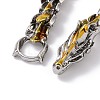 Two Tone 201 Stainless Steel Dragon Link Chain Bracelets for Men BJEW-R313-02G-3