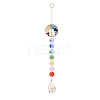 Natural & Synthetic Mixed Gemstone Tree with Glass Window Hanging Suncatchers HJEW-JM00853-04-1