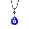 Lampwork Teardrop with Evil Eye Pendant Necklaces NJEW-JN04595-01-1