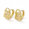 Clear Cubic Zirconia Padlock Hoop Earrings EJEW-M210-19G-1