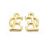 Golden Plated Alloy Letter Pendants PALLOY-J718-01G-E-1