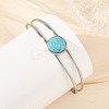 2Pcs 2 Colors Dyed Synthetic Turquoise Dome 304 Stainless Steel Hollow Open Cuff Bangle Sets BJEW-JB14400-2