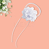 1Pc Retro Cloth Rose Flower Waxed Cord Wrap Choker Necklaces for Women NJEW-CP0001-05B-6