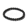 Natural Golden Sheen Obsidian Bead Stretch Bracelets BJEW-K212-A-020-3