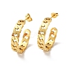 Ion Plating(IP) 304 Stainless Steel Curb Chain Shape Stud Earrings EJEW-P203-08G-1