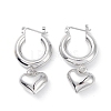 Brass Heart Dangle Hoop Earrings for Women EJEW-G347-01P-1