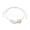 Synthetic Turquoise Turtle & Natural Shell Braided Bead Bracelet BJEW-JB09814-02-1