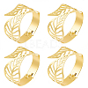 4Pcs Leaf Iron Cuff Bangles BJEW-SP0001-15G-1