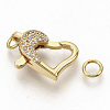 Brass Micro Pave Clear Cubic Zirconia Lobster Claw Clasps ZIRC-S066-021-3