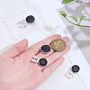 4Pcs 2 Styles Brass Black Enamel Cufflinks BUTT-ME0001-07P-3