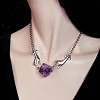 Both Hands Alloy with Nuggets Natural Amethyst Pendant Necklaces FS-WG3CF2D-01-1