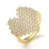 Rack Plating Brass Micro Pave Clear Cubic Zirconia Adjustable Rings for Women RJEW-M162-07G-1