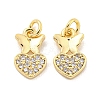 Brass Micro Pave Clear Cubic Zirconia Charms KK-Z044-22G-1