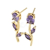 Brass Micro Pave Cubic Zirconia Stud Earrings KK-CBA8324-20G-6