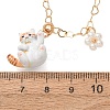 304 Stainless Steel Enamel Cute Cat Shape Pendant Necklaces for Women SA-G068-01G-02-3