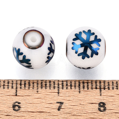 Christmas Opaque Glass Beads EGLA-R113-01F-1