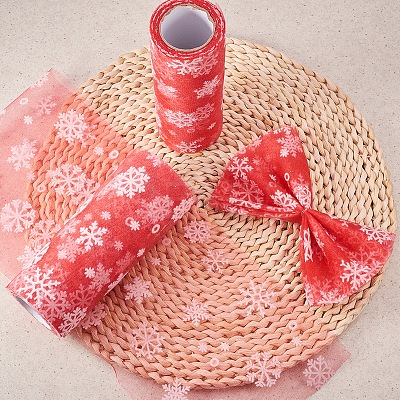 Snowflake Deco Mesh Ribbons OCOR-P010-G08-1