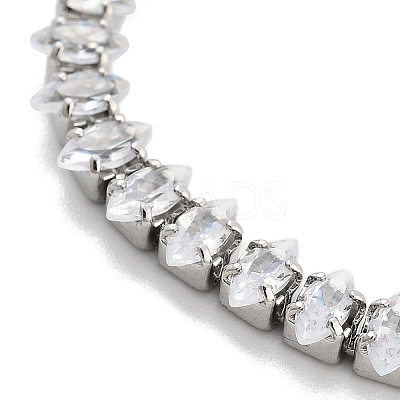 Brass Pave Clear Cubic Zirconia Horse Eye Box Chain Slider Bracelets BJEW-YWC0002-06A-P-1