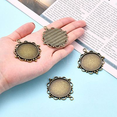Vintage Tibetan Style Alloy Pendant Cabochon Settings TIBEP-M018-92AB-NF-1