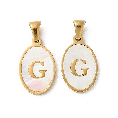 Natural Shell Oval with Initial Pendants STAS-I351-23G-G-1