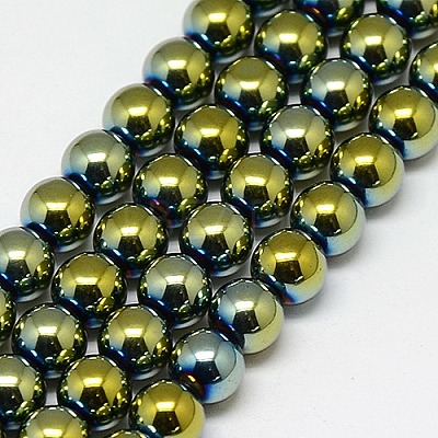 Electroplate Non-magnetic Synthetic Hematite Beads Strands G-J169A-4mm-06-1