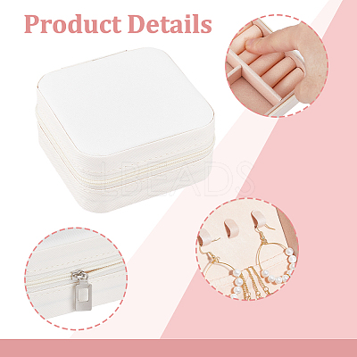 Square PVC with lint Jewelry Storage Zipper Box CON-WH0099-03B-1