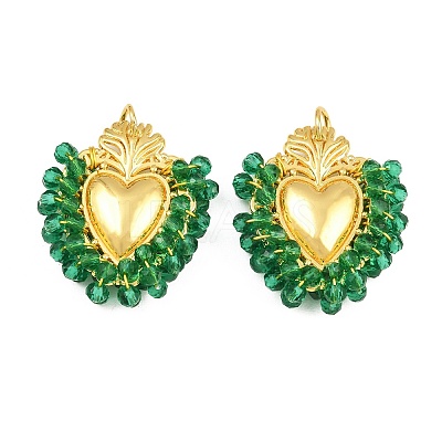 Alloy & Glass Seed Beaded Pendants GL-CBA96FD-01G-04-1