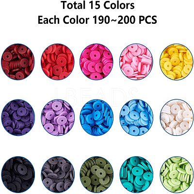 15 Colors Handmade Polymer Clay Beads CLAY-JP0001-02-6mm-1