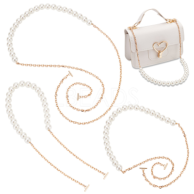 3Pcs 3 Styles ABS Plastic Imitation Pearl Purse Chains FIND-WR0009-73A-1