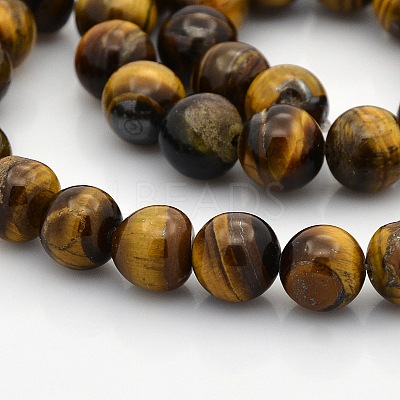 Natural Tiger Eye Round Beads Strands G-N0120-14-10mm-1