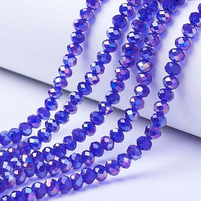 Electroplate Glass Beads Strands X-EGLA-A034-T6mm-B15-1