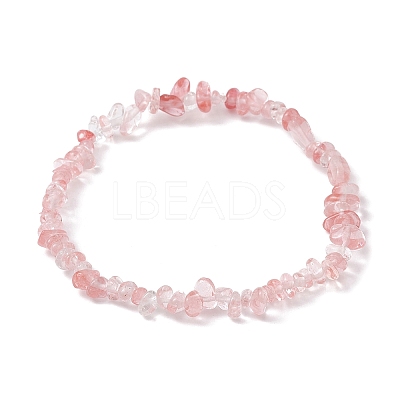Synthetic Cherry Quartz Glass Chips Beaded Stretch Bracelets for Women BJEW-JB10046-07-1