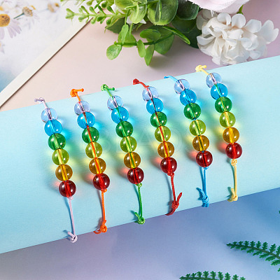 6Pcs Glass Beads Bracelets BJEW-TAC0038-1