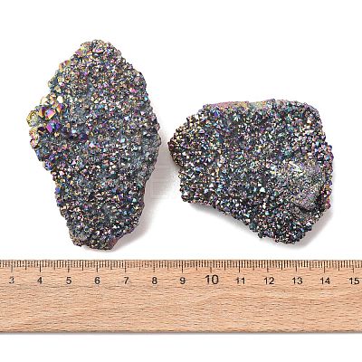 Electroplated Natural Druzy Quartz Crystal Cluster Ornaments RABO-PW0001-179B-1