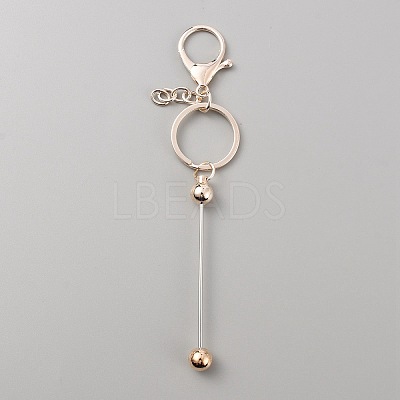 Iron Bar Beadable Keychain for Jewelry Making DIY Crafts KEYC-WH0034-32RG-1