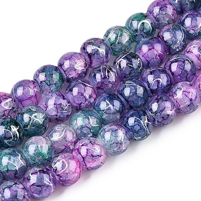 Drawbench Crackle Glass Beads Strands X-GLAA-N006-8mm-05-1