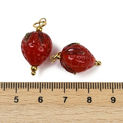 304 Stainless Steel with Handmade Lampwork Pendants STAS-Q352-02G-A-1