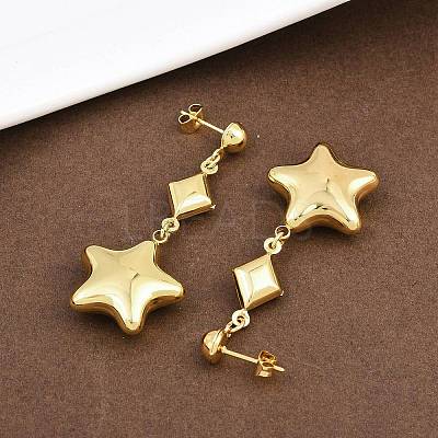 304 Stainless Steel Dangle Stud Earrings EJEW-P325-04B-G-1
