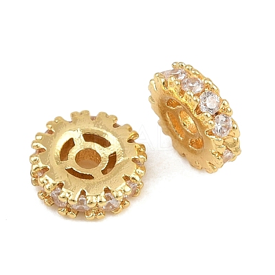 Brass Micro Pave Clear Cubic Zirconia Beads CU-CBAF71E-02G-1
