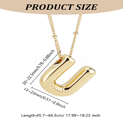 1pc Brass Chain with Alloy Letter Pendants Necklaces NJEW-LP0001-41U-G-1