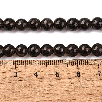 Natural Smoky Quartz Round Beads Strands X-G-E329-6mm-38-1