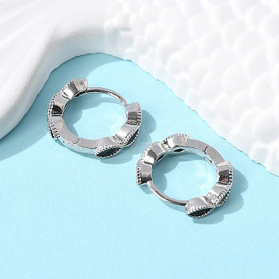 Brass Micro Pave Cubic Zirconia Huggie Hoop Earrings EJEW-K083-34P-A-1