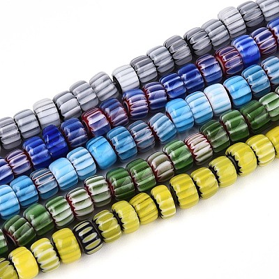 Handmade Millefiori Glass Chevron Beads Strands LAMP-T021-27A-M-1